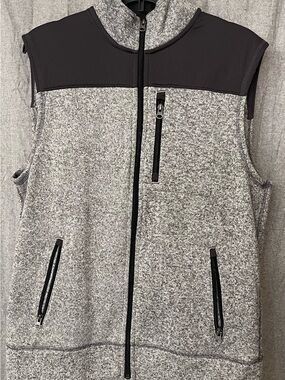 Sonoma Gray Knit Zip Vest with Black Yoke